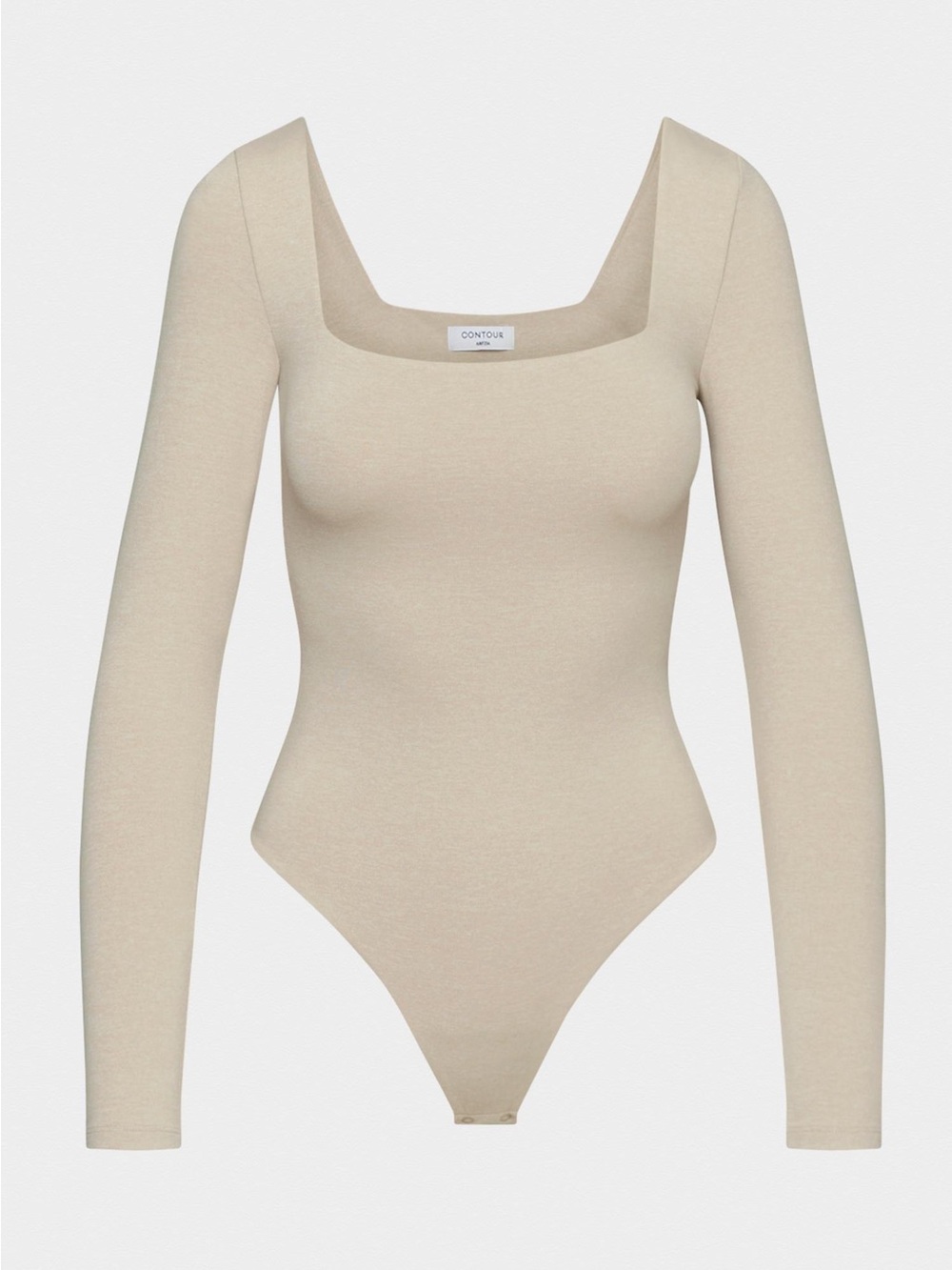Aritzia Babaton Contour Squareneck Longsleeve Bodysuit in light oatmeal XS